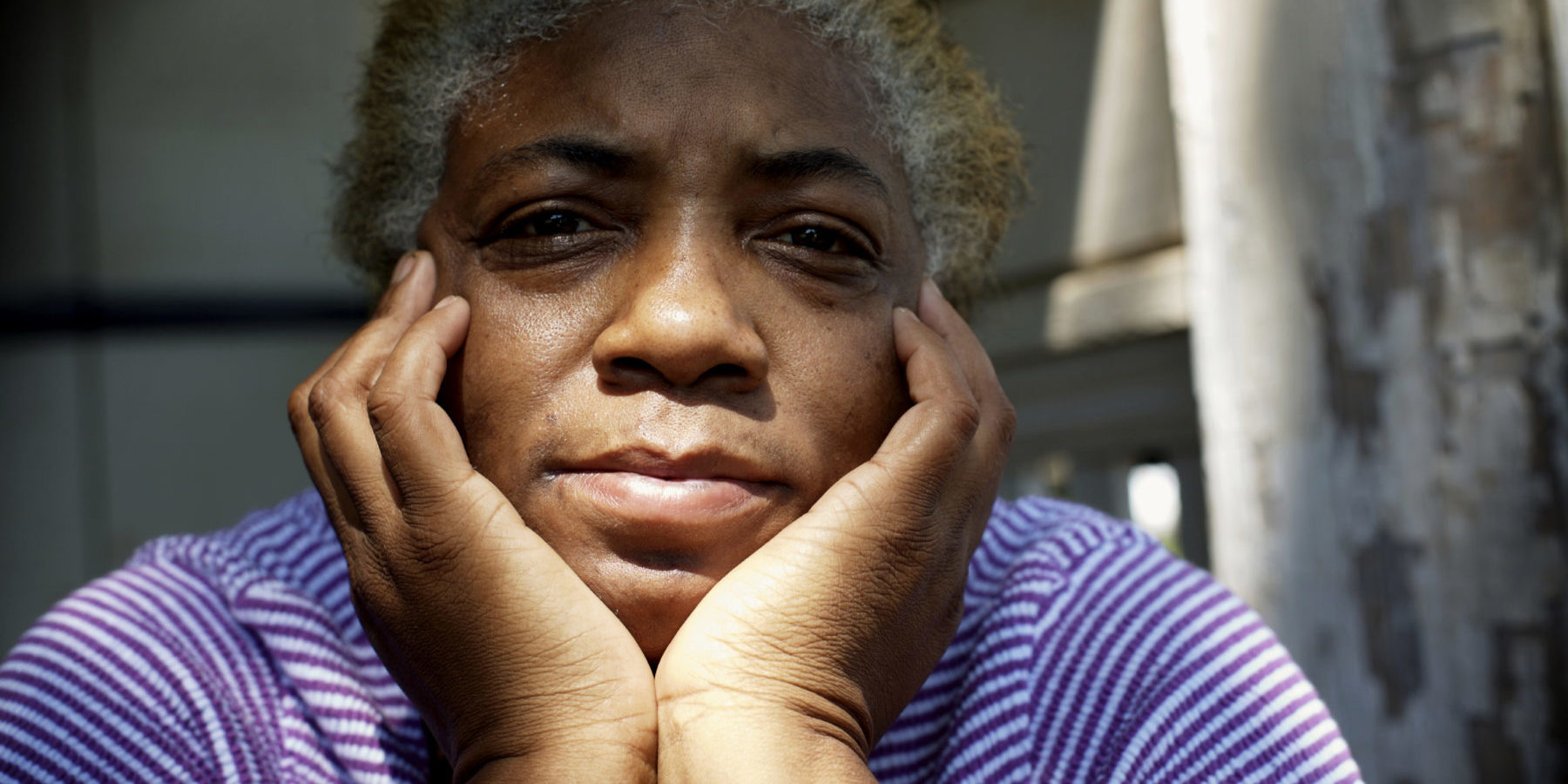 African American woman gray hair