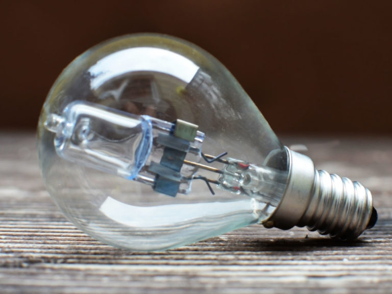A lightbulb lying on a surface