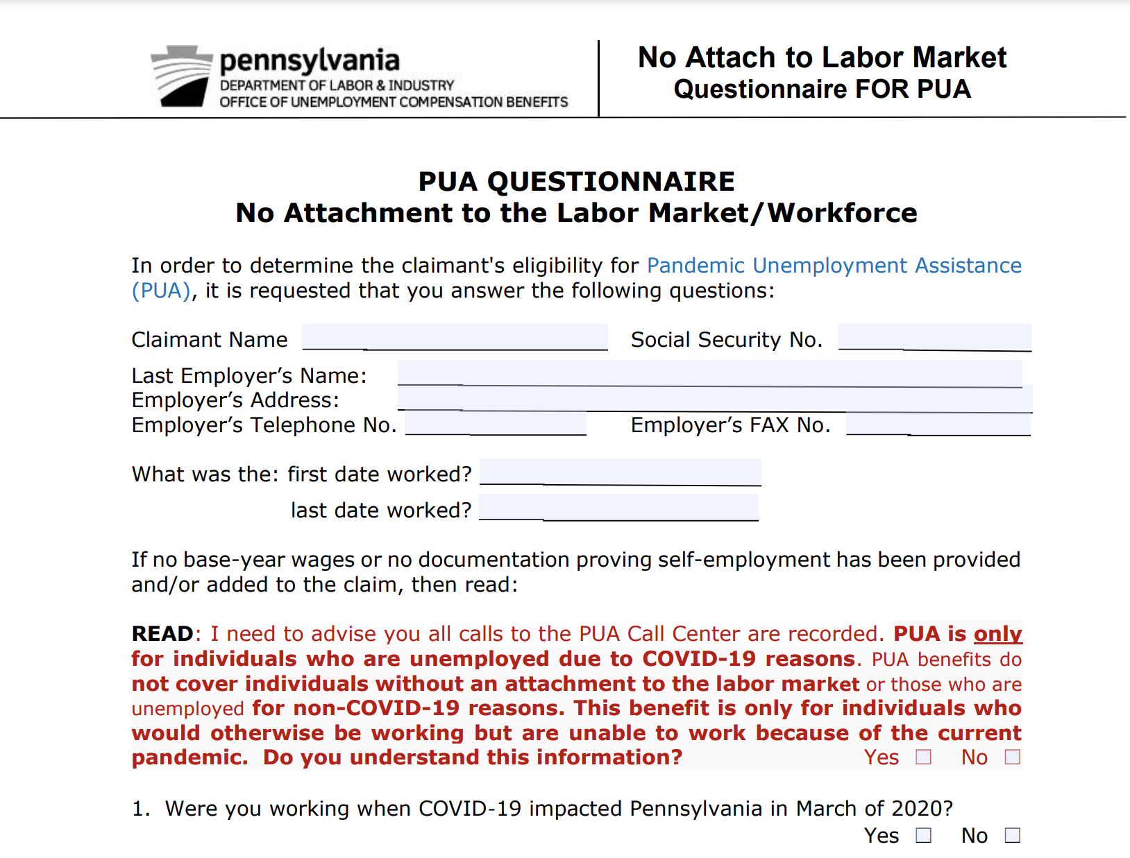 Do You Need to Prove that You Lost Work for PUA?