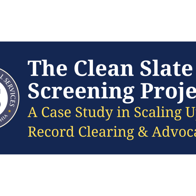 CLS logo, header reading The Clean Slate Screening Project: A Case Study in Scaling Up Record Clearing & Advocacy