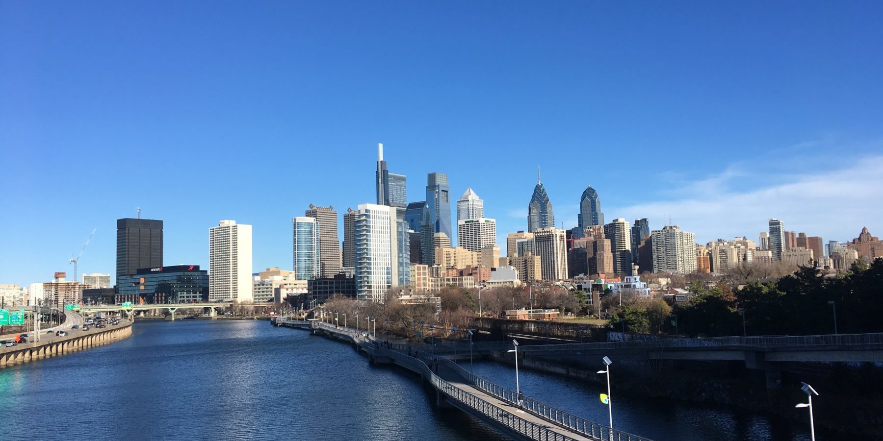 Philadelphia skyline from the south street bridge