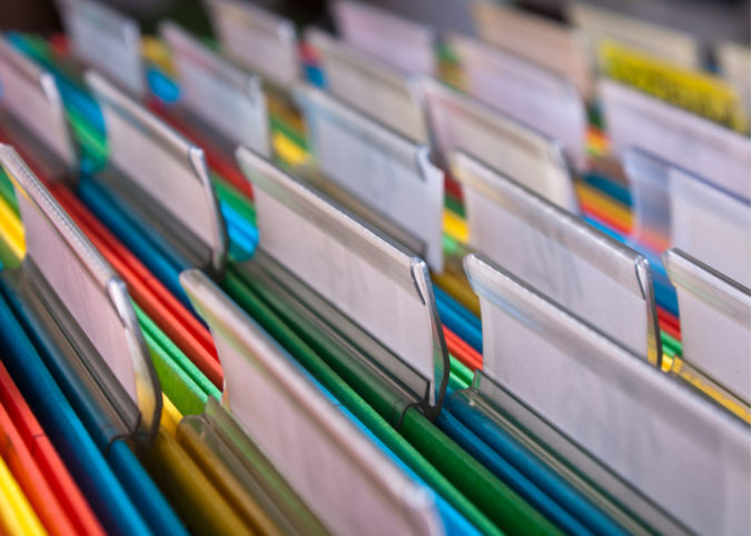 close up photos of colorful folders